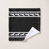 Elegant, Chic White Horses on Black Bad Handdoek (Wasdoekje)