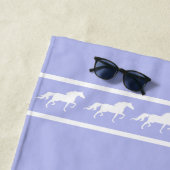 Elegant, Chic White Horses on Light Blue Strandlaken (In situ)