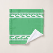 Elegant, Chic White Horses on Lucky Emerald Green Bad Handdoek (Wasdoekje)