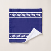 Elegant, Chic White Horses on Navy Blue Bad Handdoek (Wasdoekje)
