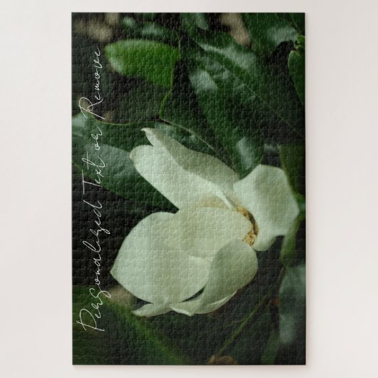 Elegant Chic White Magnolia met persoonlijke tekst Legpuzzel (Verticaal)