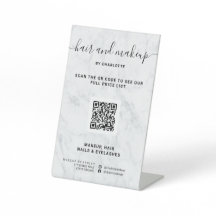 Elegant chic white marble make-up digital QR price