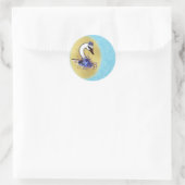 Elegant & Chic White Swan Blue Flowers Ronde Sticker (Tas)