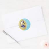 Elegant & Chic White Swan Blue Flowers Ronde Sticker (Envelop)
