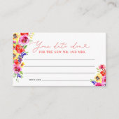 Elegant Chic Wild Flowers Script Date Night Ideeën Informatiekaartje (Voorkant)