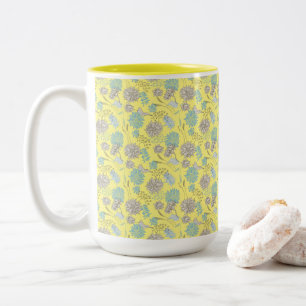 Elegant Chic Wildflower Geel Tweekleurige Koffiemok