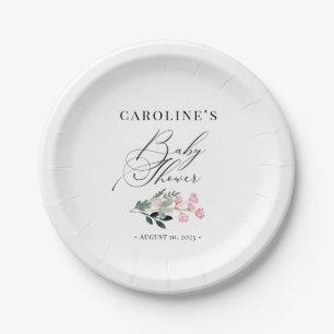 Elegant Chic Wildflower Waterverf Baby shower Papieren Bordje