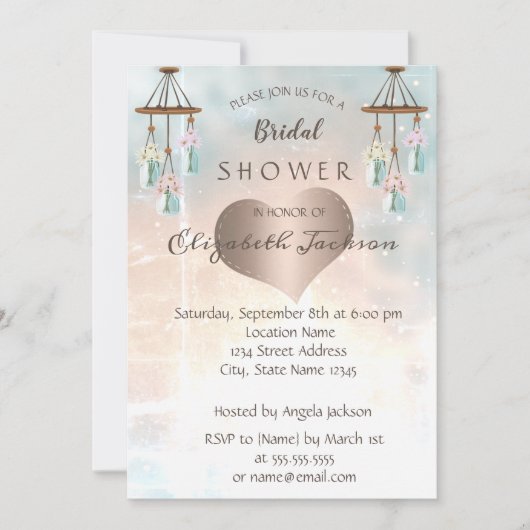 Elegant Chic Wind Chimes, Heart Vrijgezellenfeest Kaart (Voorkant)