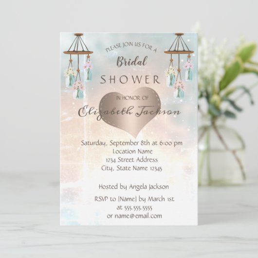 Elegant Chic Wind Chimes, Heart Vrijgezellenfeest Kaart (Staand voorkant)