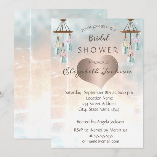 Elegant Chic Wind Chimes, Heart Vrijgezellenfeest Kaart (Voorkant / Achterkant)