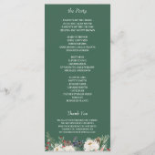 Elegant Chic Winter Floral Holly Berries Wedding Programmakaart (Achterkant)