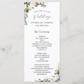 Elegant Chic Winter Floral Holly Berries Wedding Programmakaart (Voorkant)