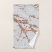 Elegant chic wit + roos goud glitter marmer bad handdoek (Handdoek)