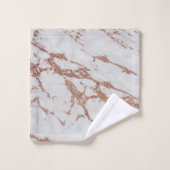 Elegant chic wit + roos goud glitter marmer bad handdoek (Wasdoekje)