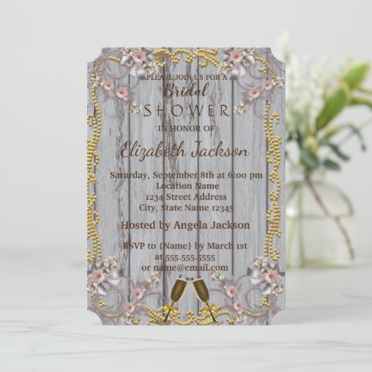 Elegant Chic Wood Texture Vrijgezellenfeest Kaart (Staand voorkant)