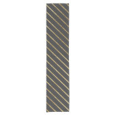 Elegant Chic Yellow Gold Stripes en zwart Korte Tafelloper (Voorkant)