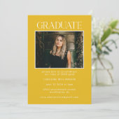 Elegant Chic Yellow Two Photo Graduparty Kaart (Staand voorkant)