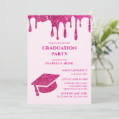 Elegant Chic Ze deed het hete roze Graduation Part Kaart (Staand voorkant)