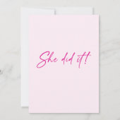 Elegant Chic Ze deed het hete roze Graduation Part Kaart (Achterkant)