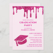 Elegant Chic Ze deed het hete roze Graduation Part Kaart (Voorkant / Achterkant)