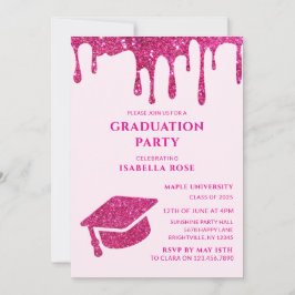 Elegant Chic Ze deed het hete roze Graduation Part Kaart