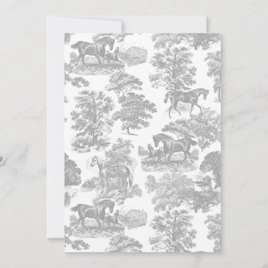 Elegant Chic Zilver Grijs Paard Toile Kaart (Achterkant)