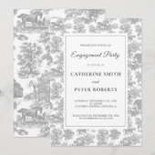 Elegant  Chic Zilver Grijs Paard Toile Kaart (Voorkant / Achterkant)