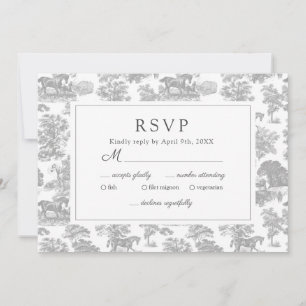 Elegant  Chic Zilver Grijs Paard Toile Save The Date