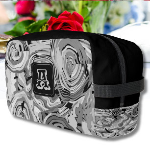 Elegant Chic Zilver Grijs Zwart Design + Monogram Toilettasje