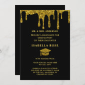 Elegant Chic Zwart en Goud 2025 Afstuderen Aankondiging (Voorkant / Achterkant)