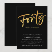 Elegant Chic Zwart Goud 40e Verjaardag Kaart (Voorkant / Achterkant)