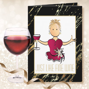 Elegant Chic Zwart Goud Sparkle Wine Kaart voor Ha