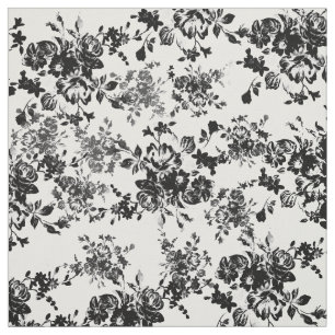 Elegant chic  zwart wit bloempatroon stof