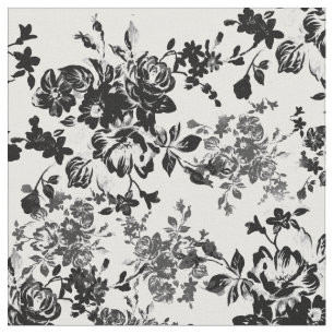 Elegant chic  zwart wit bloempatroon stof