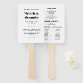 Elegant Chic Zwart & Wit Eenvoudig Trouwprogramma Handwaaier (Voorkant en achterkant)