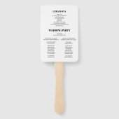 Elegant Chic Zwart & Wit Eenvoudig Trouwprogramma Handwaaier (Achterkant)