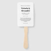 Elegant Chic Zwart & Wit Eenvoudig Trouwprogramma Handwaaier (Voorkant)