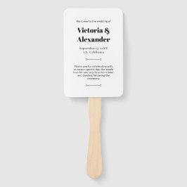 Elegant Chic Zwart & Wit Eenvoudig Trouwprogramma Handwaaier