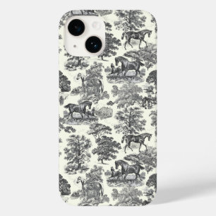 Elegant Chic Zwart Wit Paard Toile Case-Mate iPhone 14 Hoesje