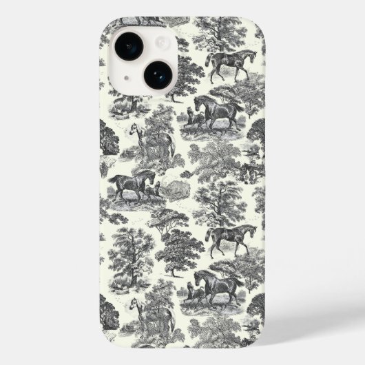 Elegant  Chic Zwart Wit Paard Toile Case-Mate iPhone Case (Achterkant)