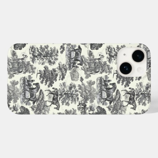 Elegant Chic Zwart Wit Paard Toile Case-Mate iPhone Case (Achterkant (horizontaal))
