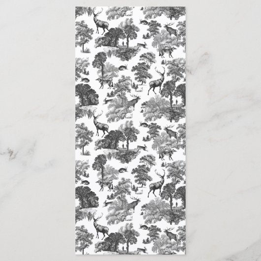 Elegant  Chic Zwart Wit Toile Herten Menu (Achterkant)