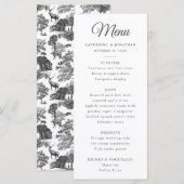 Elegant  Chic Zwart Wit Toile Herten Menu (Voorkant / Achterkant)