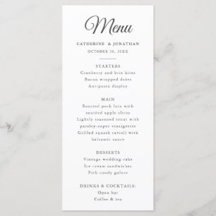 Elegant Chic Zwart Wit Toile Herten Menu