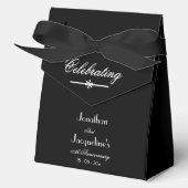 Elegant Chic Zwart & Wit Trouwen Jubileum Bedankdoosjes (Voorkant)