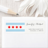 Elegant Chicago Flag Sjabloon | Rode Blauwe Grijs Etiket (Insitu)