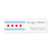 Elegant Chicago Flag Sjabloon | Rode Blauwe Grijs Etiket (Voorkant)