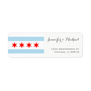 Elegant Chicago Flag Sjabloon   Rode Blauwe Grijs Etiket