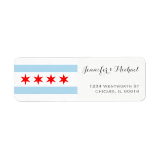 Elegant Chicago Flag Sjabloon | Rode Blauwe Grijs Etiket