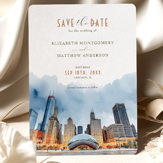 Elegant Chicago, Illinois Save-the-Date Uitnodigin Kaart